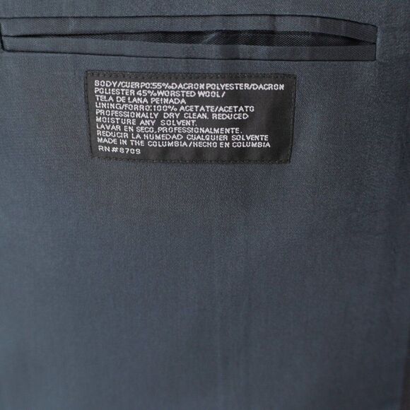 Stafford Gray Worsted Wool Polyester 2 Silver Button Blazer 48L Portly Tagged 50 - Picture 9 of 14